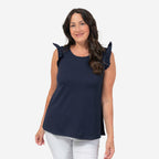 Maison Frill Sleeve Vest (Size S, 8-10) - Navy
