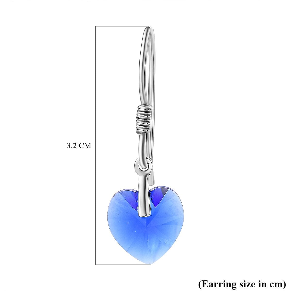 Majestic Blue Colour Austrian Crystal Heart Earrings in Platinum Overlay Sterling Silver 7708513 5