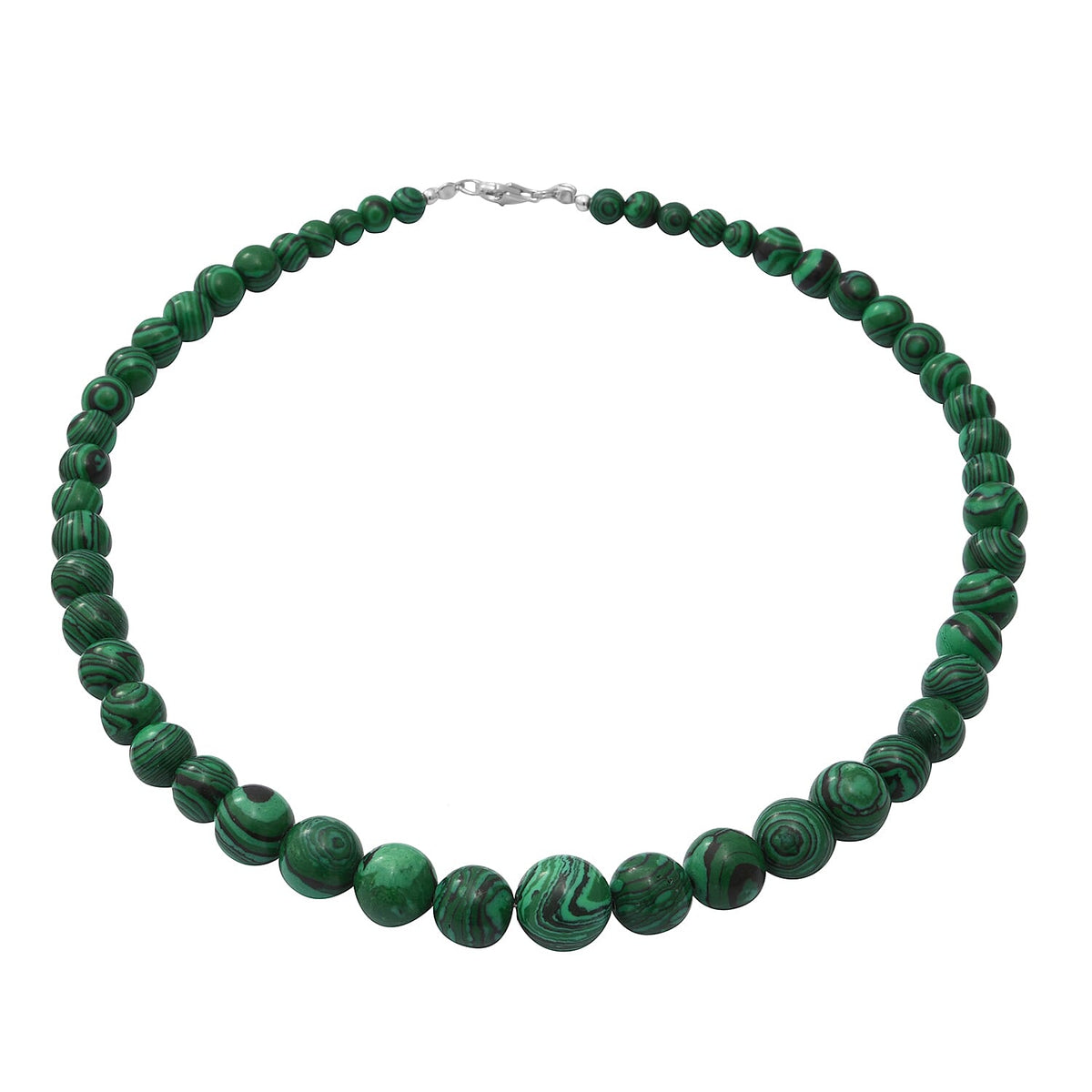 Malachite Beaded Necklace in Rhodium Plated Sterling Silver 18 Inch 3659892 0