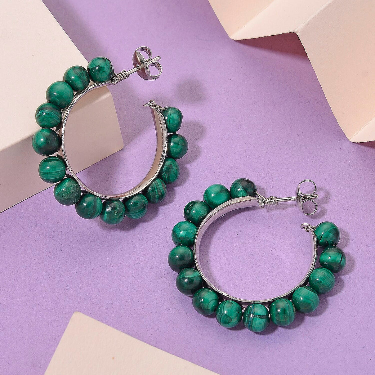 Natural Malachite Beads Earring 320.00 Ct. 8234743 2