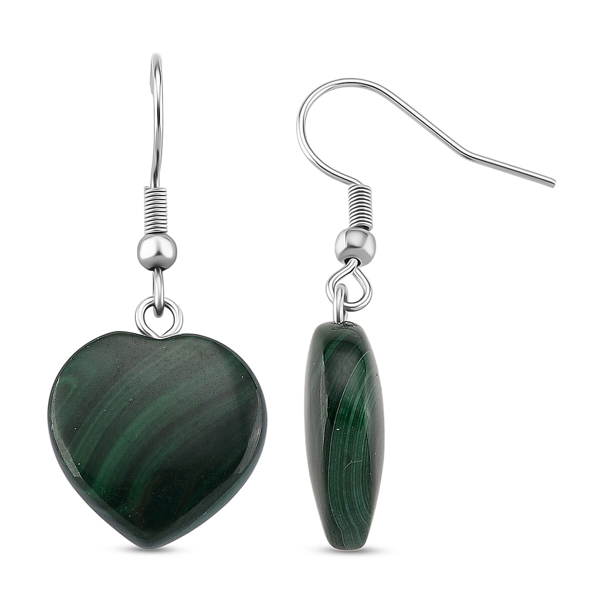 Natural Malachite Heart Earring 30.00 Ct. 8223242 0