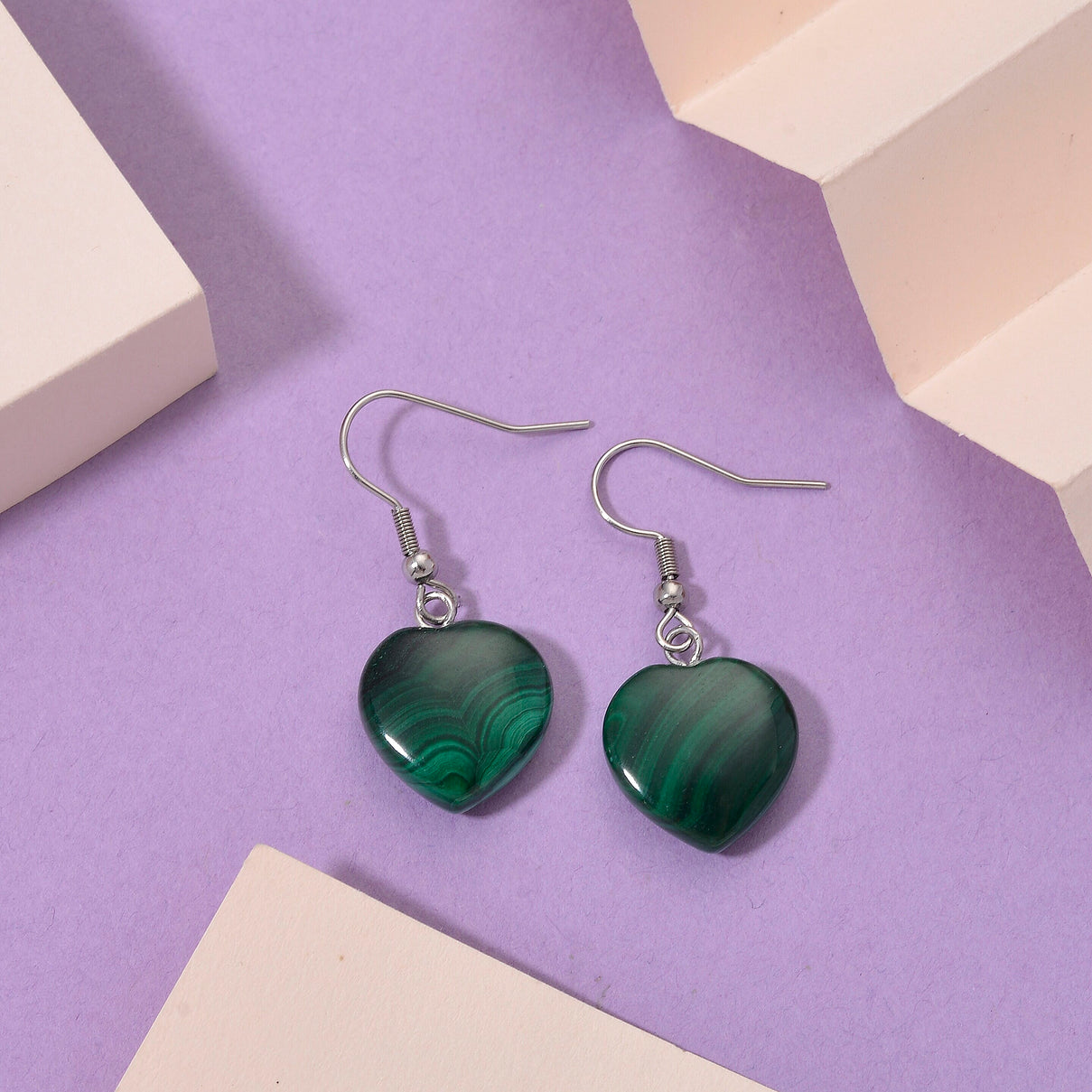 Natural Malachite Heart Earring 30.00 Ct. 8223242 2