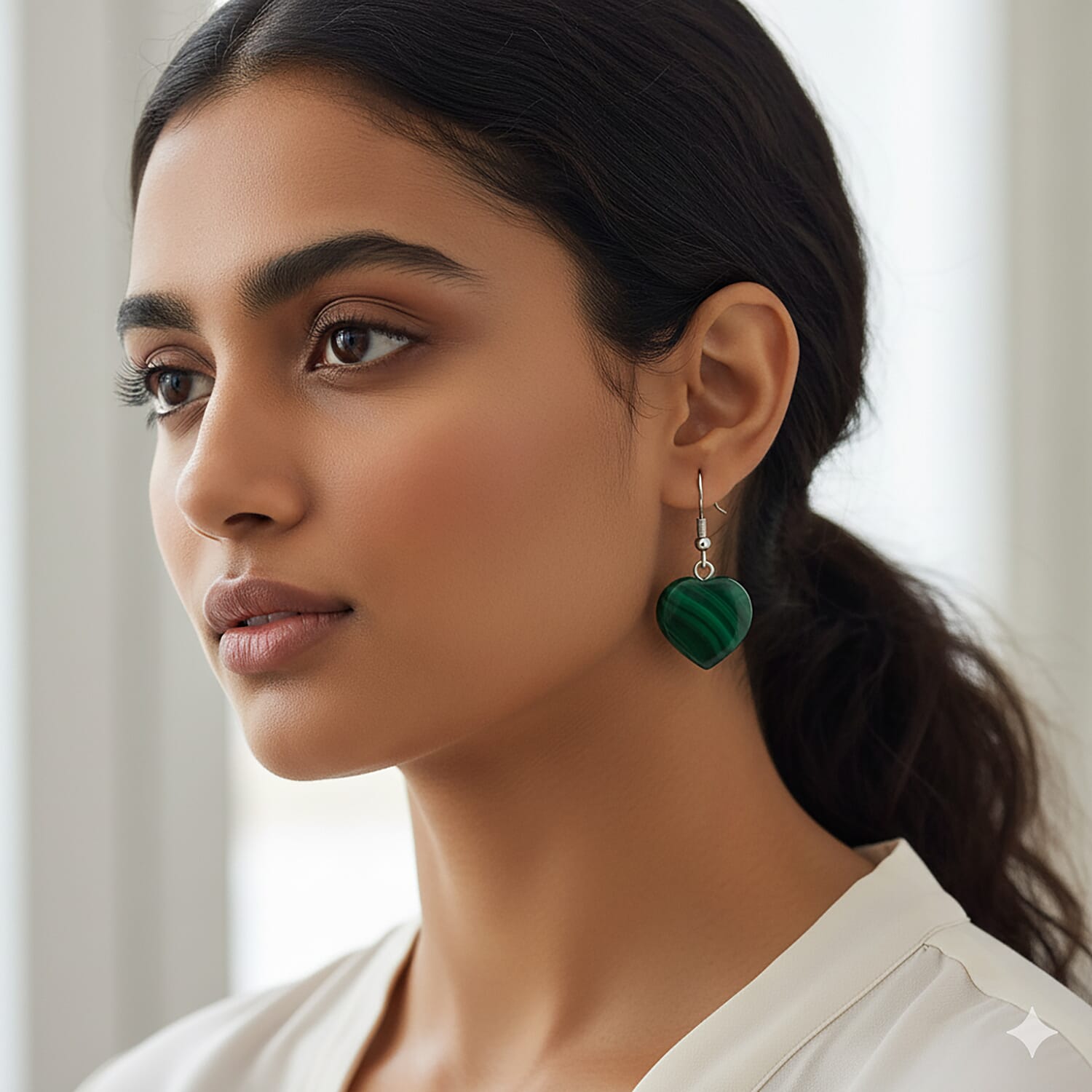 Natural Malachite Heart Earring 30.00 Ct. 8223242 3