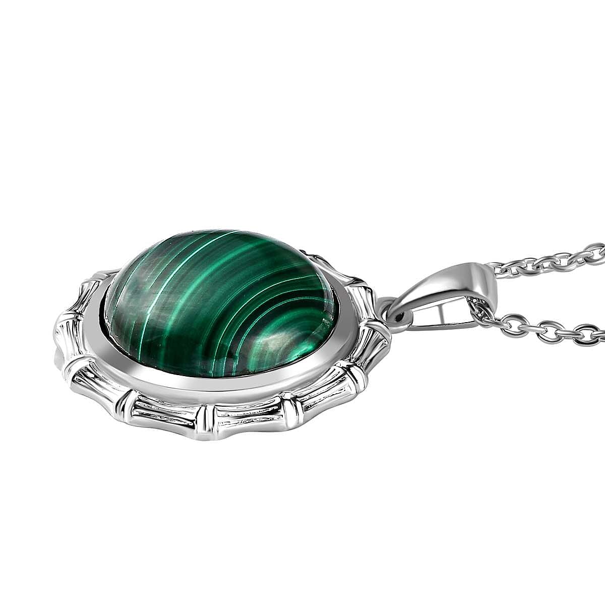 Sterling Silver Malachite Pendant with Chain (Size 20) 14.250  Ct. 4195306 4