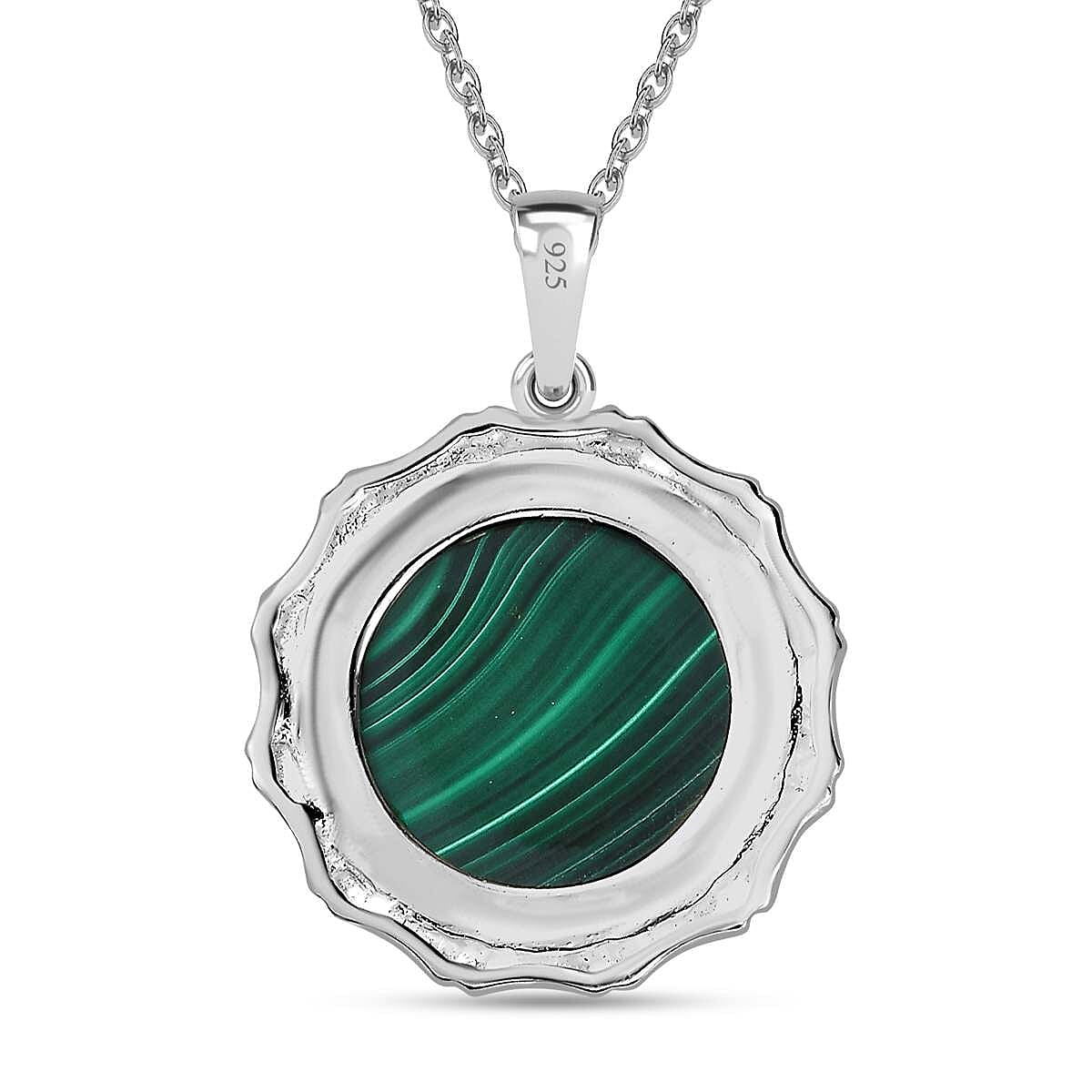 Sterling Silver Malachite Pendant with Chain (Size 20) 14.250  Ct. 4195306 5