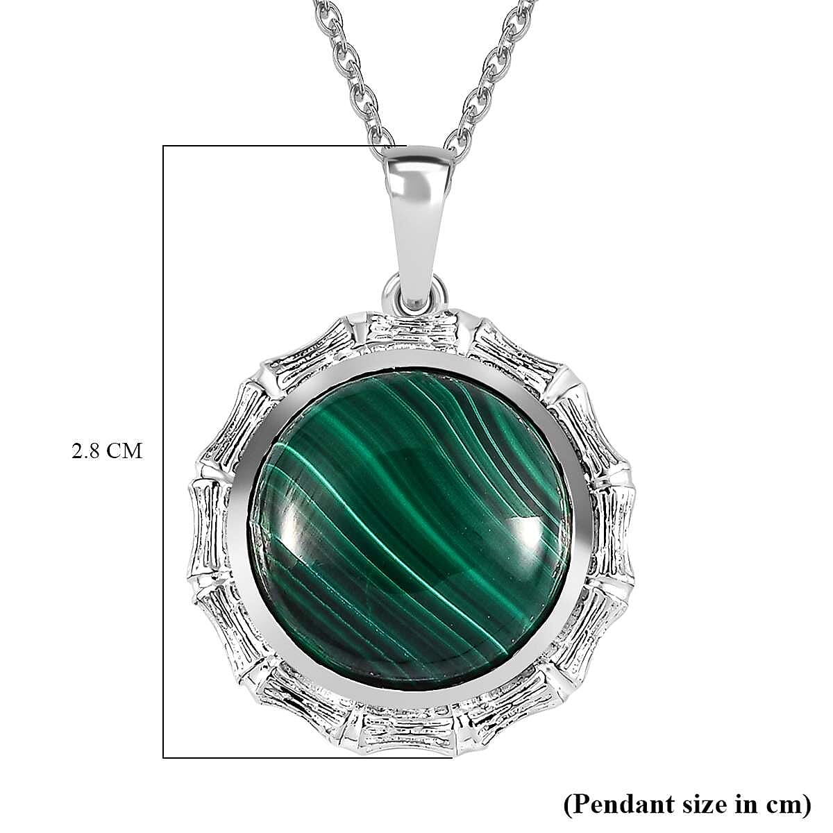 Sterling Silver Malachite Pendant with Chain (Size 20) 14.250  Ct. 4195306 7