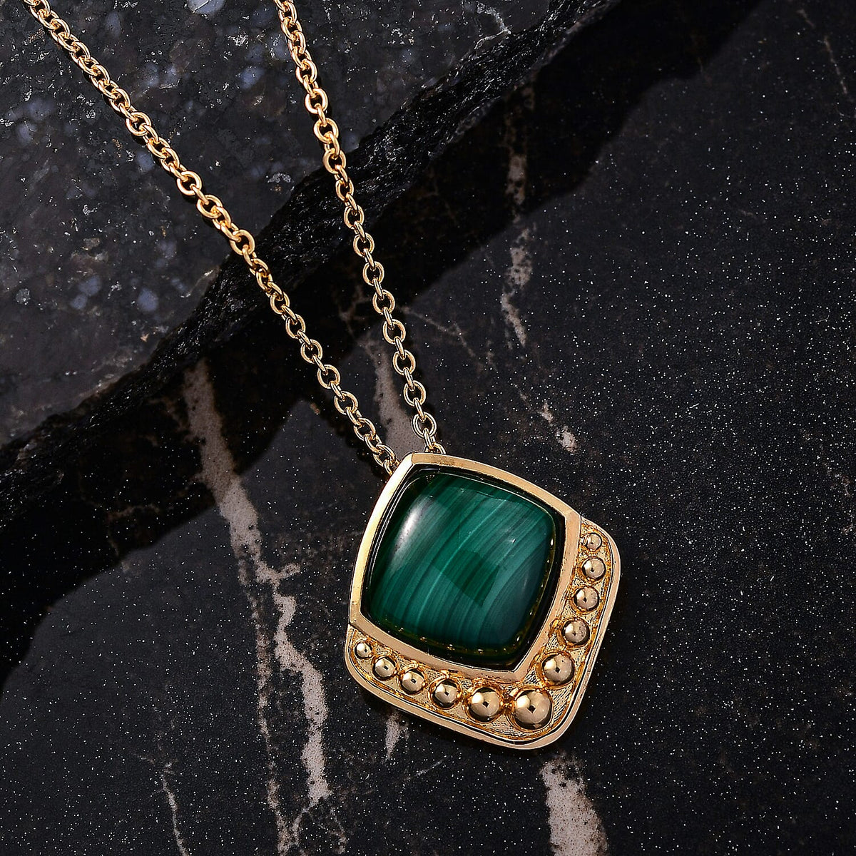 Malachite Pendant with Chain (Size 20) in Yellow Gold Plated 11.11 Ct. 4416741 3