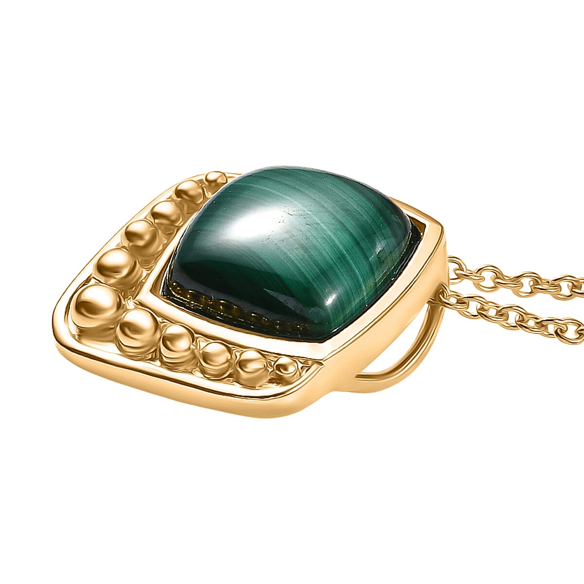 Malachite Pendant with Chain (Size 20) in Yellow Gold Plated 11.11 Ct. 4416741 4