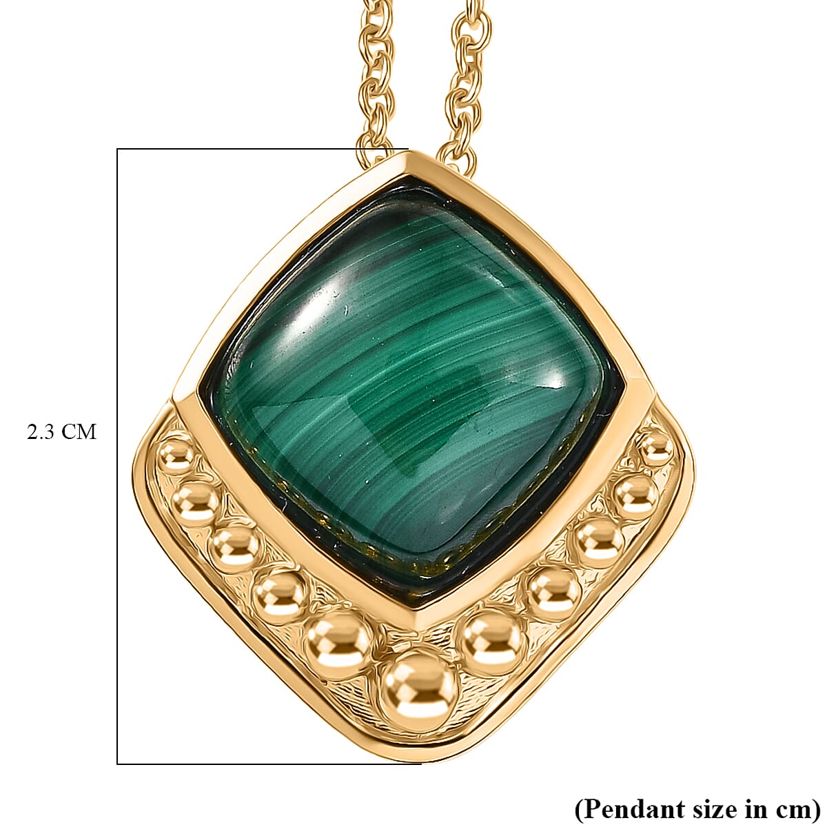 Malachite Pendant with Chain (Size 20) in Yellow Gold Plated 11.11 Ct. 4416741 6