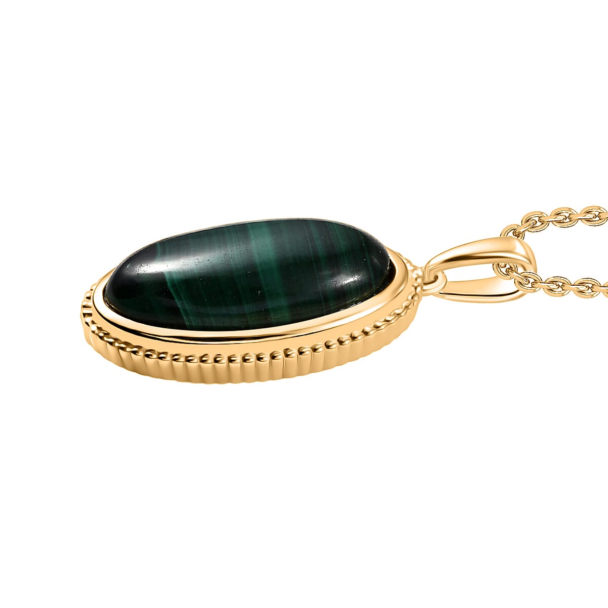 Malachite Pendant with Chain (Size 20) in Yellow Gold Plated 13.44 Ct. 4419118 3