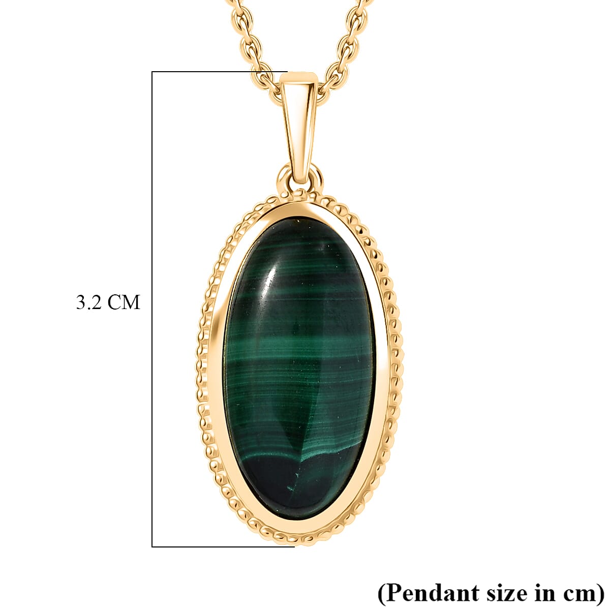 Malachite Pendant with Chain (Size 20) in Yellow Gold Plated 13.44 Ct. 4419118 5