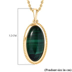 Malachite Pendant with Chain (Size 20) in Yellow Gold Plated 13.44 Ct.