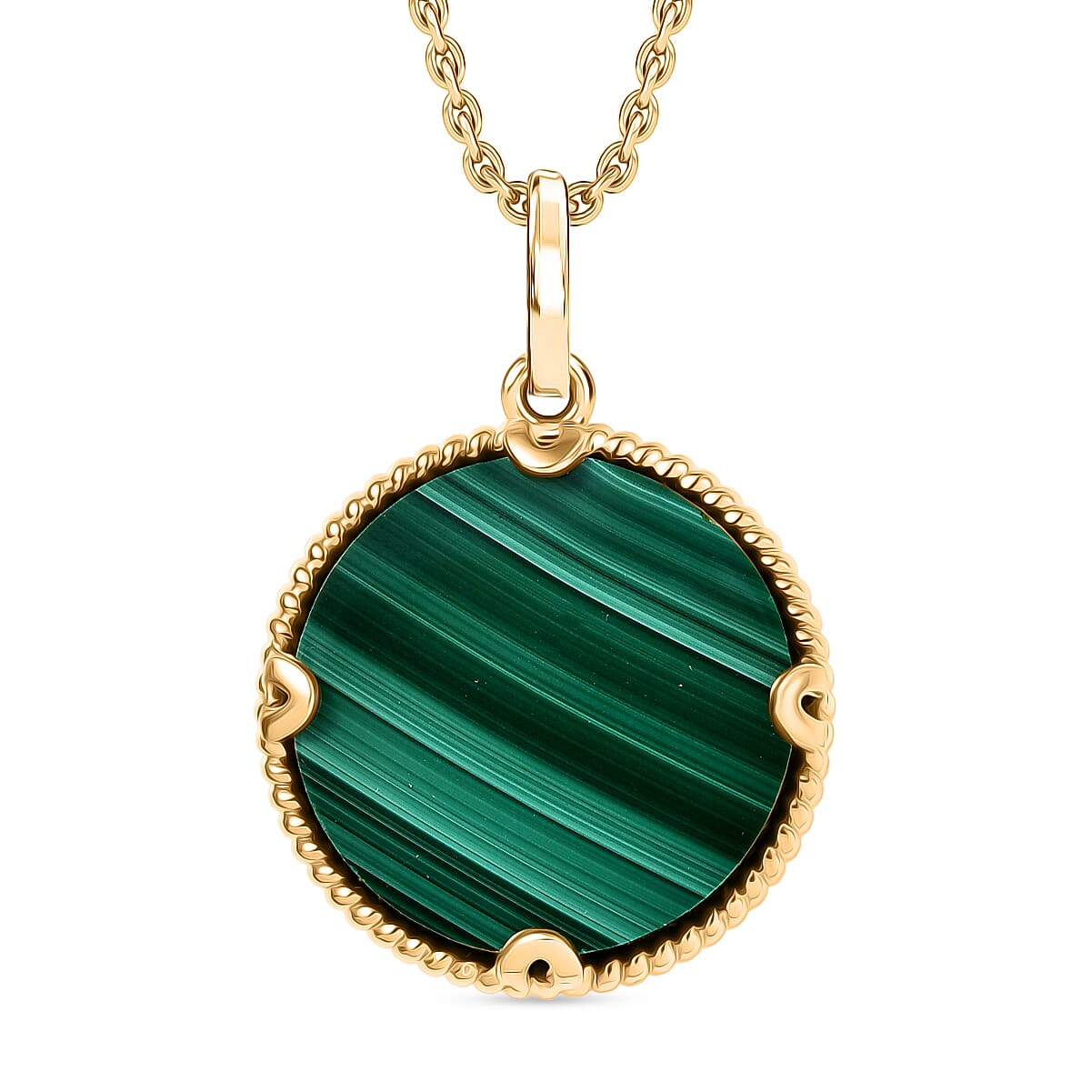 Malachite Pendant with Chain (Size 20) in Yellow Gold Plated 16.31 Ct. 4417072 0