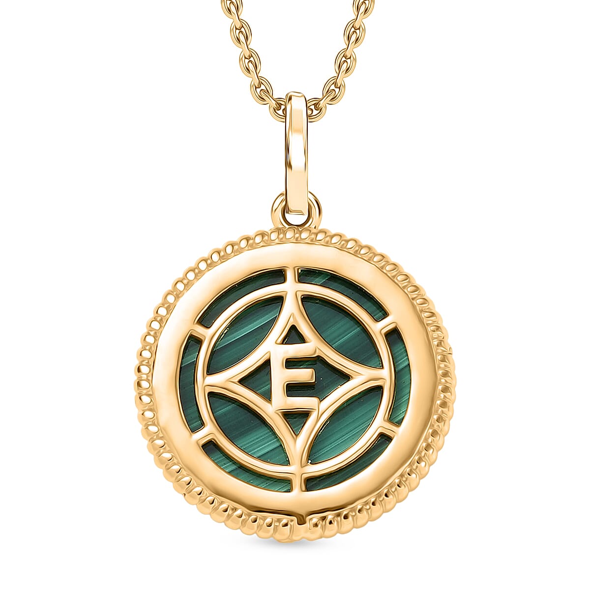 Malachite Pendant with Chain (Size 20) in Yellow Gold Plated 16.31 Ct. 4417072 5