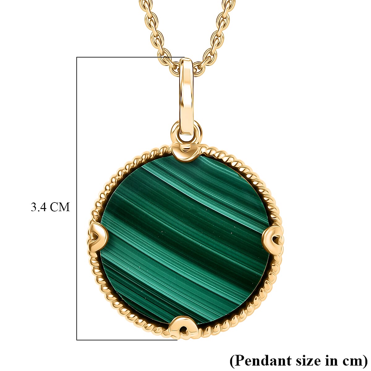 Malachite Pendant with Chain (Size 20) in Yellow Gold Plated 16.31 Ct. 4417072 6