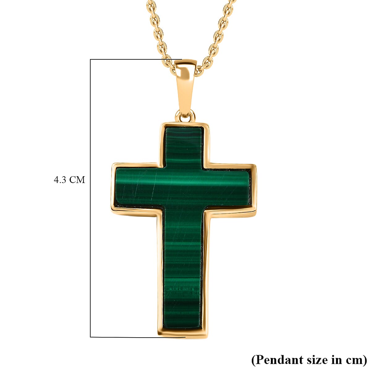 Malachite Cross Pendant with Chain (Size 20) in Yellow Gold Plated 21.82 Ct. 4419058 5