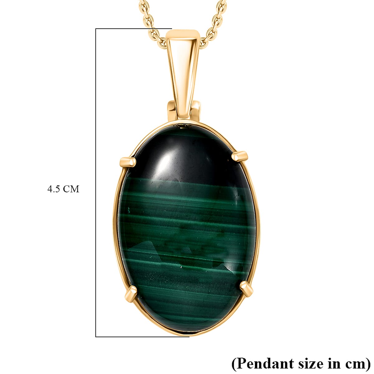 Malachite Pendant with Chain (Size 20) in Yellow Gold Plated 54.87 Ct. 4418250 6