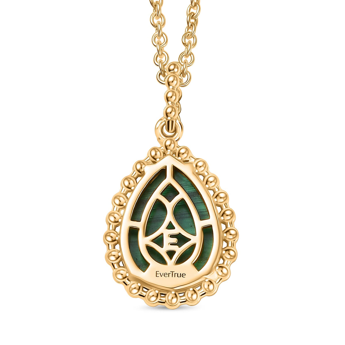 Designer Inspired - Malachite Pendant with Chain (Size 20) in Yellow Gold Plated 9.12 Ct. 4416638 4