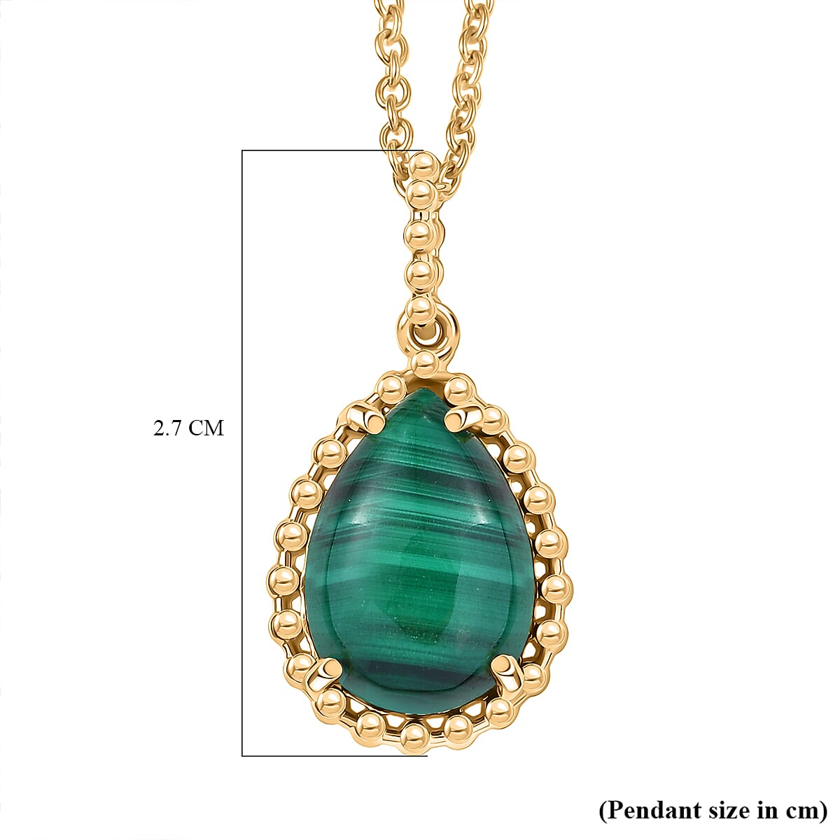 Designer Inspired - Malachite Pendant with Chain (Size 20) in Yellow Gold Plated 9.12 Ct. 4416638 6
