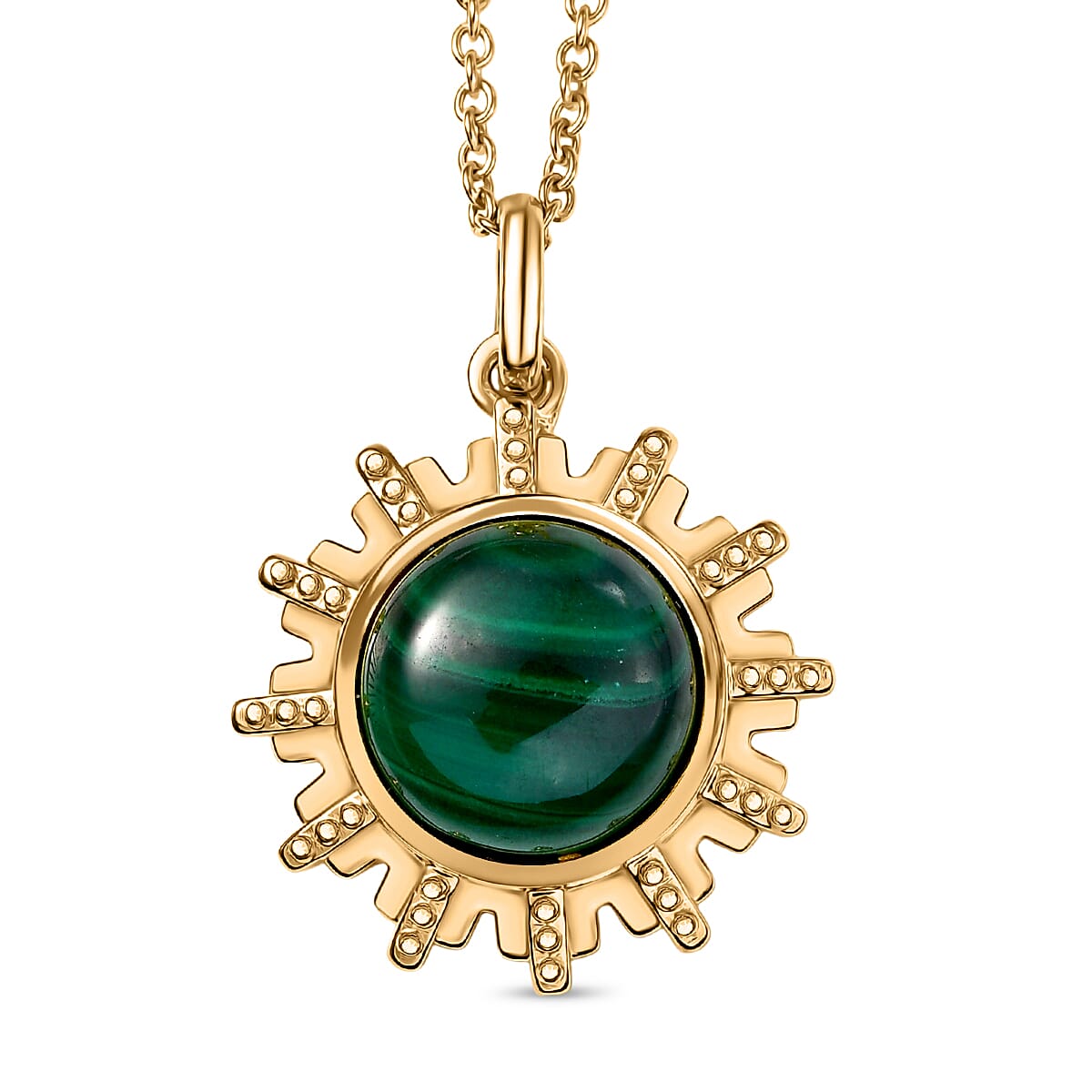 Malachite Pendant with Chain (Size 20) in Yellow Gold Plated 8.66 Ct. 4415851 0