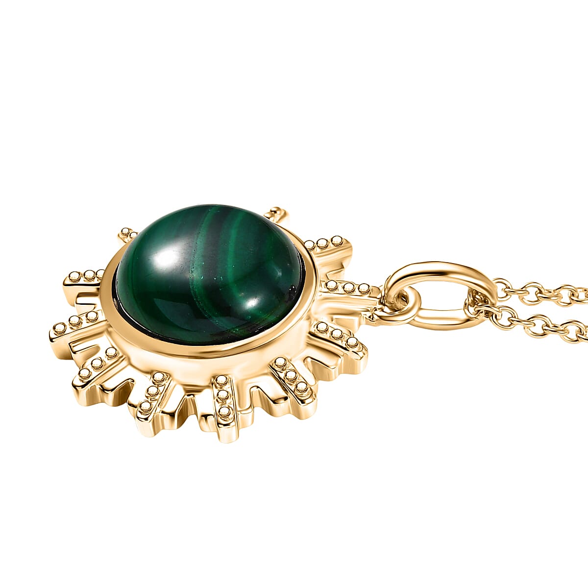 Malachite Pendant with Chain (Size 20) in Yellow Gold Plated 8.66 Ct. 4415851 3