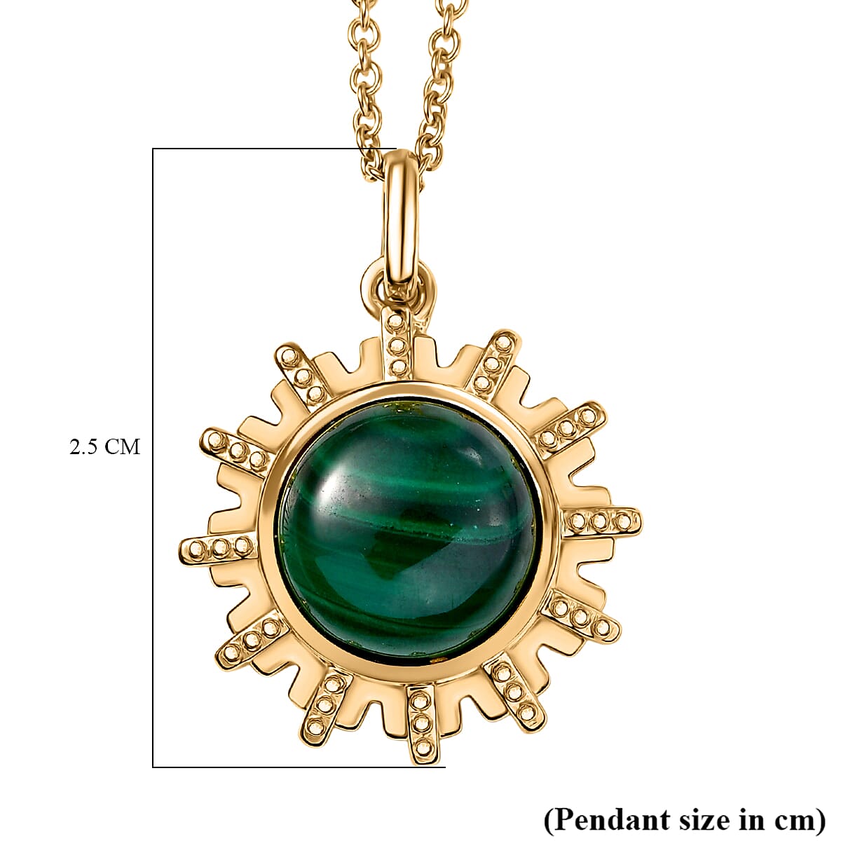 Malachite Pendant with Chain (Size 20) in Yellow Gold Plated 8.66 Ct. 4415851 5
