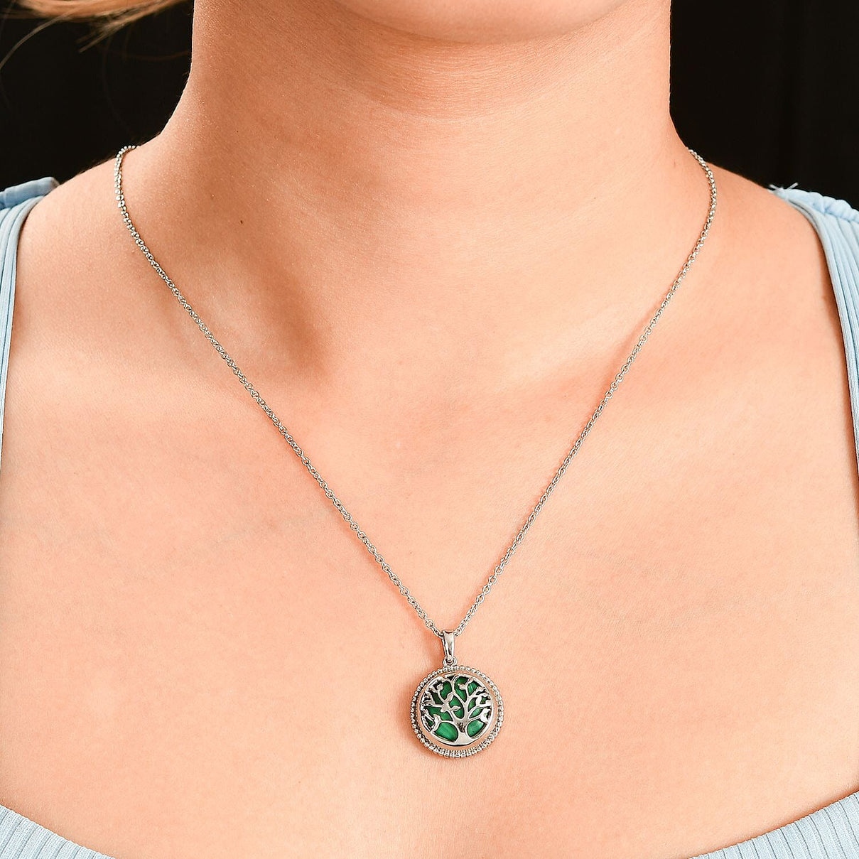 Malachite Tree of Life Pendant with Chain (Size - 20) 14.00 Ct. 4315998 2