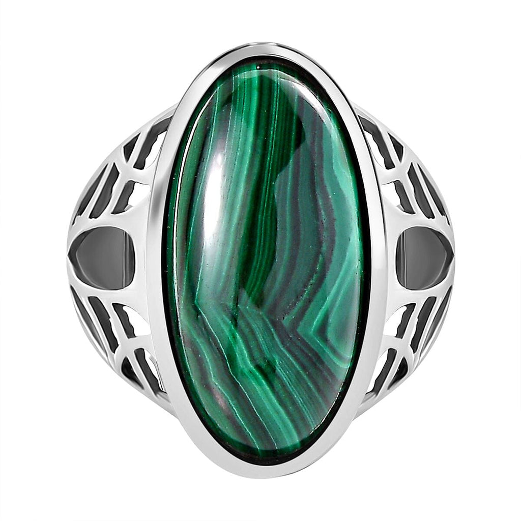 Malachite Solitaire Ring 14.36 Ct