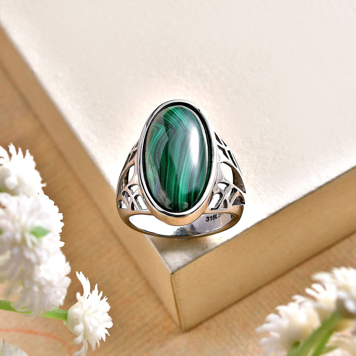 Malachite Solitaire Ring 15.32 ct 7890129 2