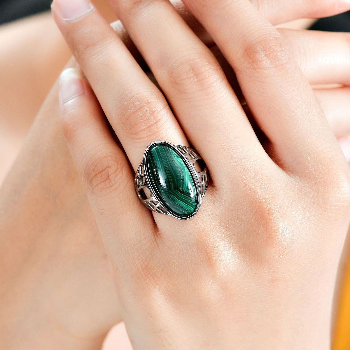 Malachite Solitaire Ring 15.32 ct 7890129 3