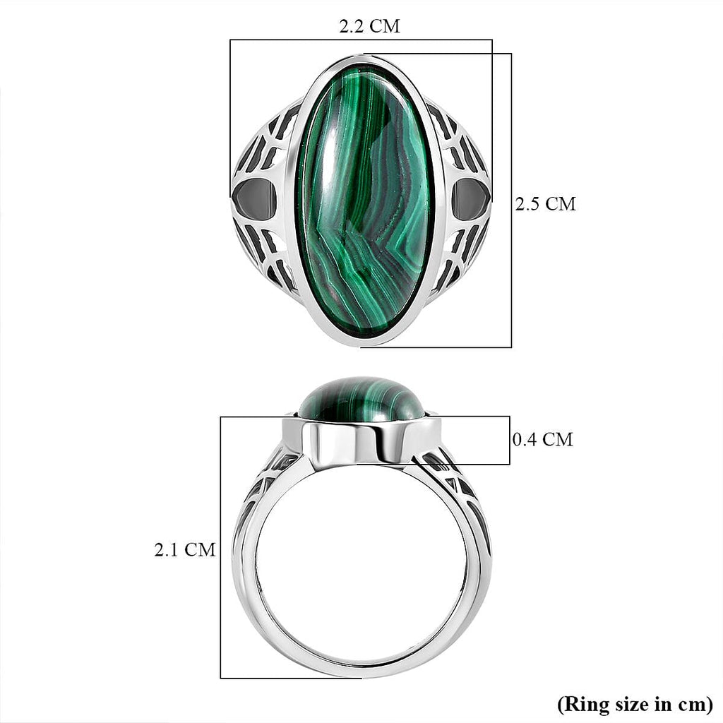 Malachite Solitaire Ring 14.36 Ct