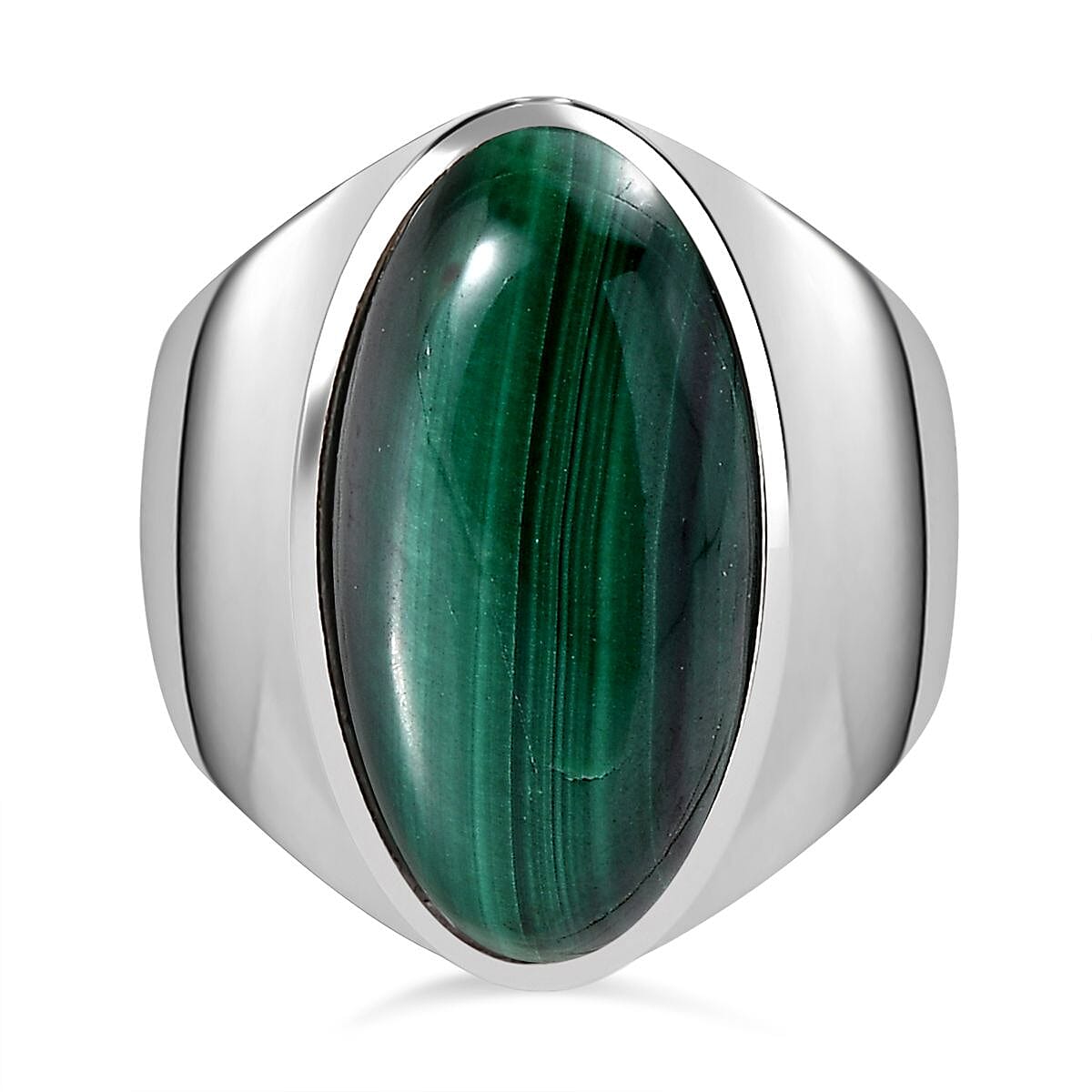 Malachite Solitaire Ring in Silver Tone 12.52 Ct. 7963564 0