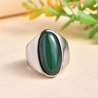 Malachite Solitaire Ring in Silver Tone 12.52 Ct.
