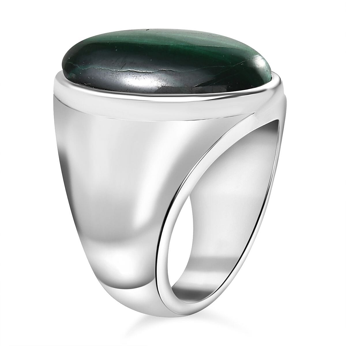 Malachite Solitaire Ring in Silver Tone 12.52 Ct. 7963564 4