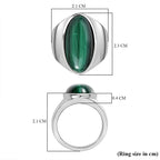 Malachite Solitaire Ring in Silver Tone 12.52 Ct.