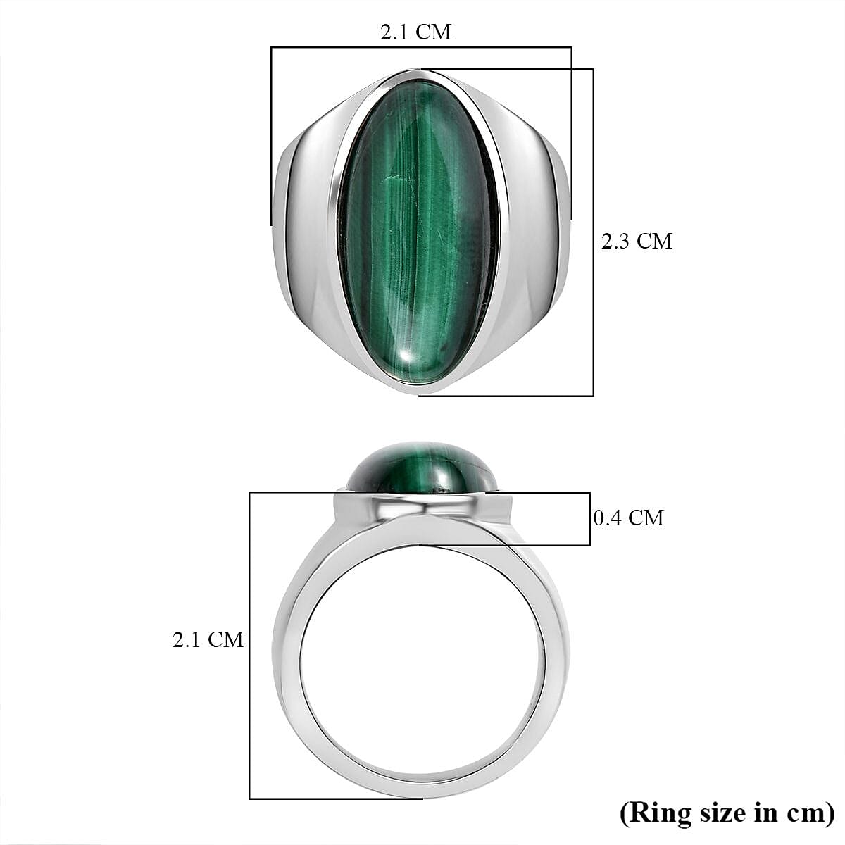 Malachite Solitaire Ring in Silver Tone 12.52 Ct. 7963564 6