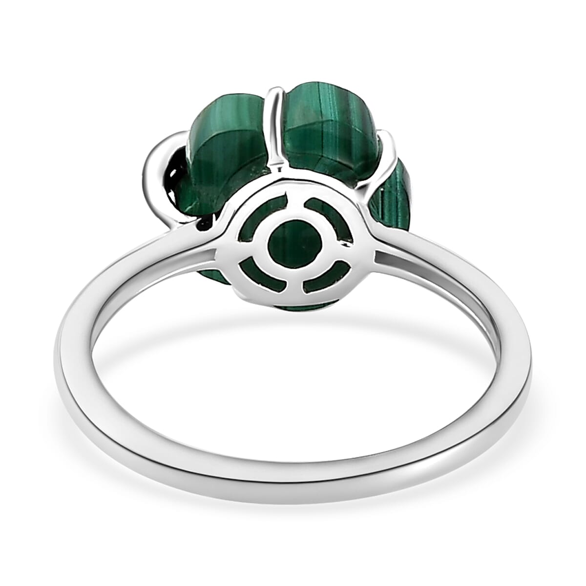 Malachite and Natural Cambodian Zircon Floral Ring in Sterling Silver 3.84 Ct. 7439679 5