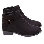 Manchester Closeout Suedette Gold Detail Ankle Boot (Size 3) - Black
