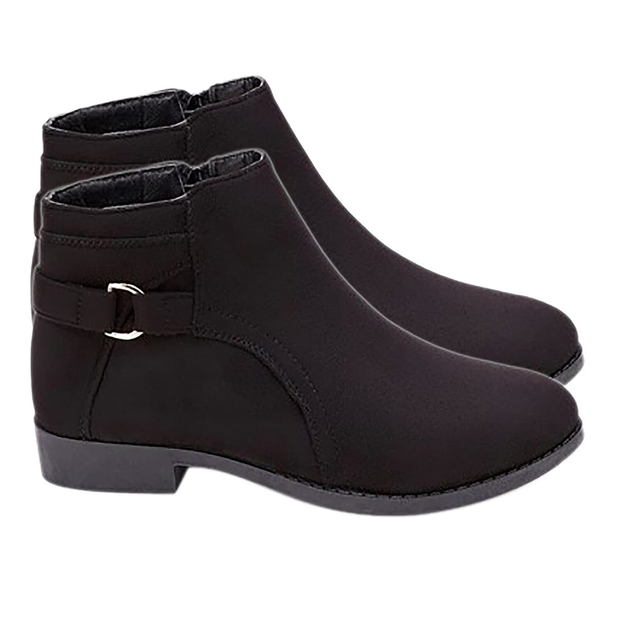Manchester Closeout BLACK SUEDETTE GOLD DETAIL ANKLE BOOT 7585642 0