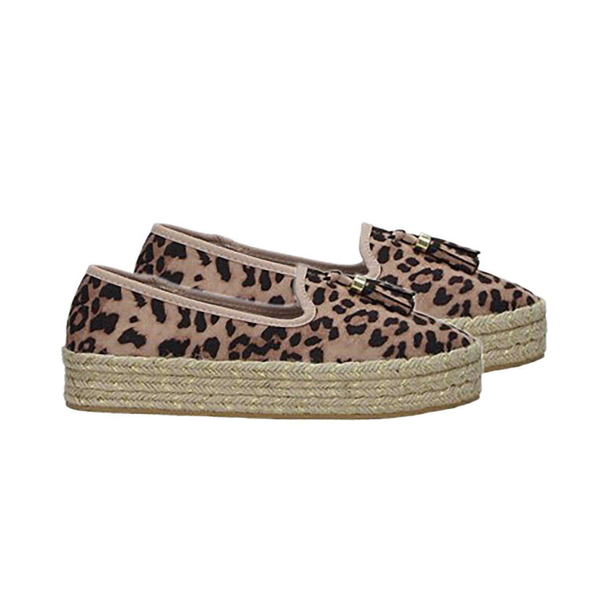 Manchester Closeout Deal Wedge Canvas Women's Leopard Shoe 6908022 2