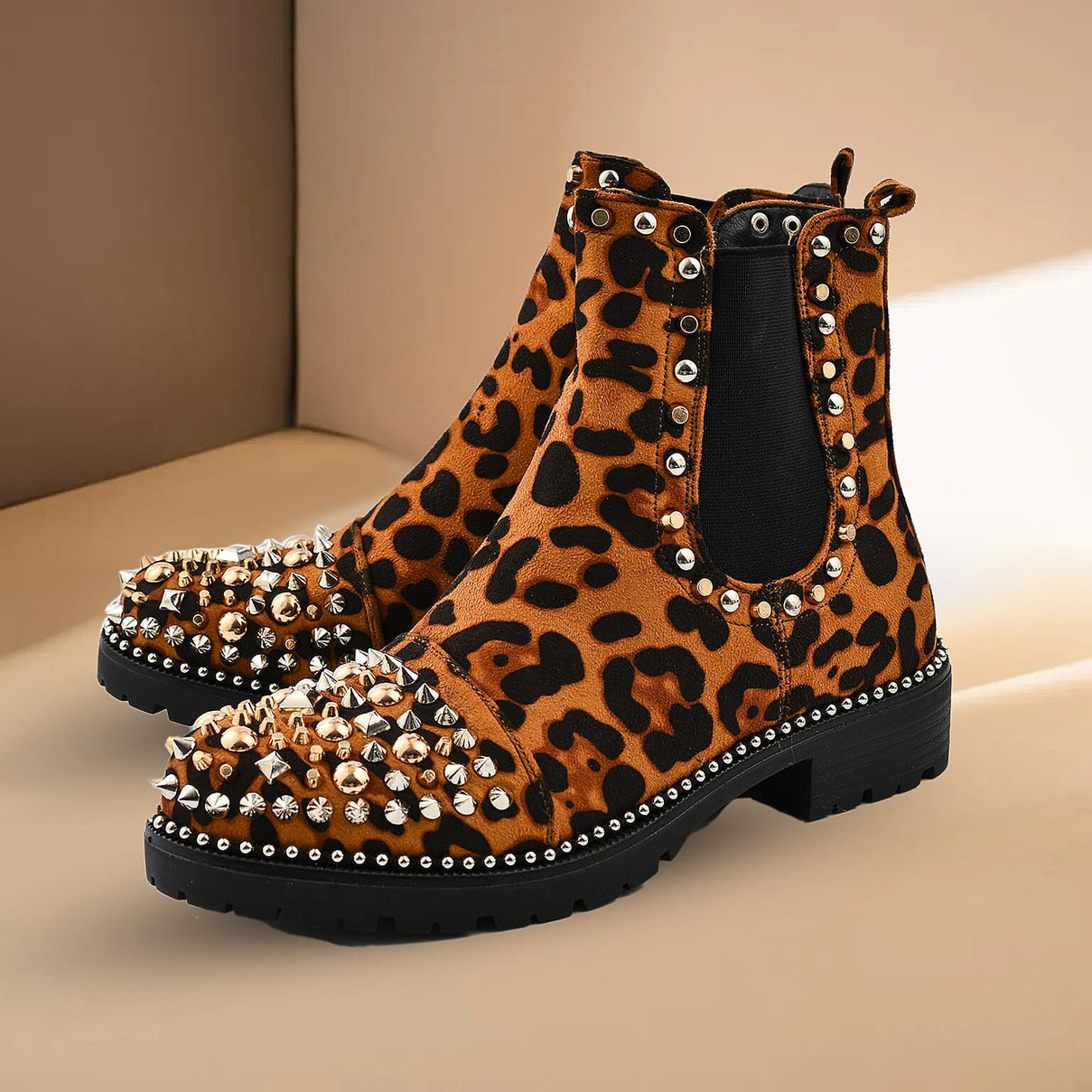 Manchester Closeout Leopard Print Pull on Ankle Boots 7275004 1