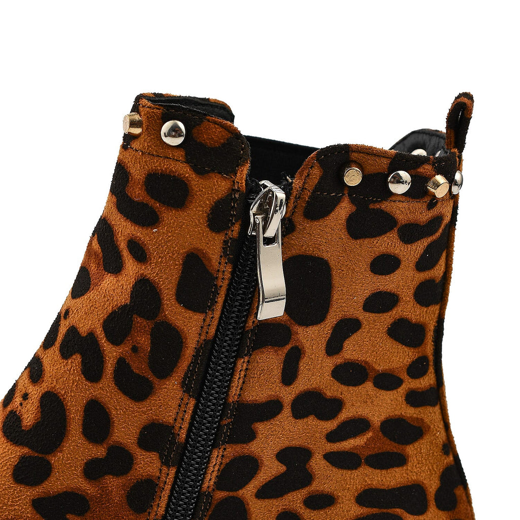 Manchester Closeout Leopard Print Pull on Ankle Boots (Size 7)