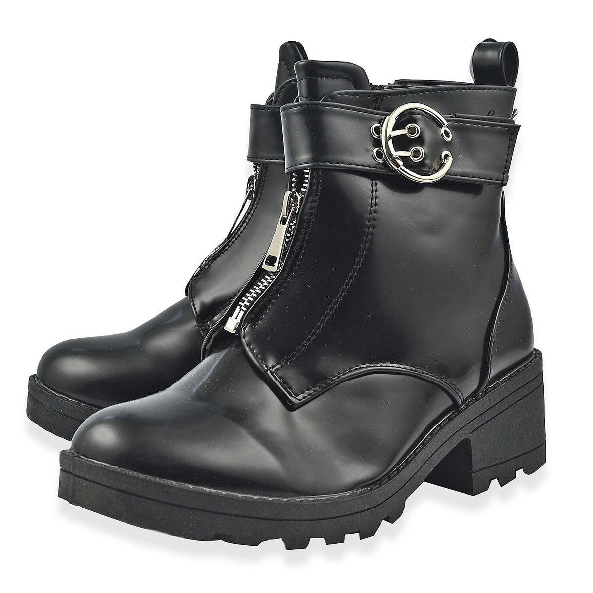 Manchester Closeouts Buckle Seam Zip Boots - Black 9030748 0