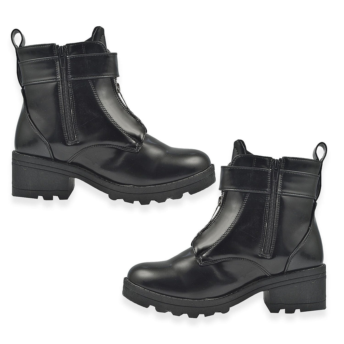 Manchester Closeouts Buckle Seam Zip Boots - Black 9030748 1