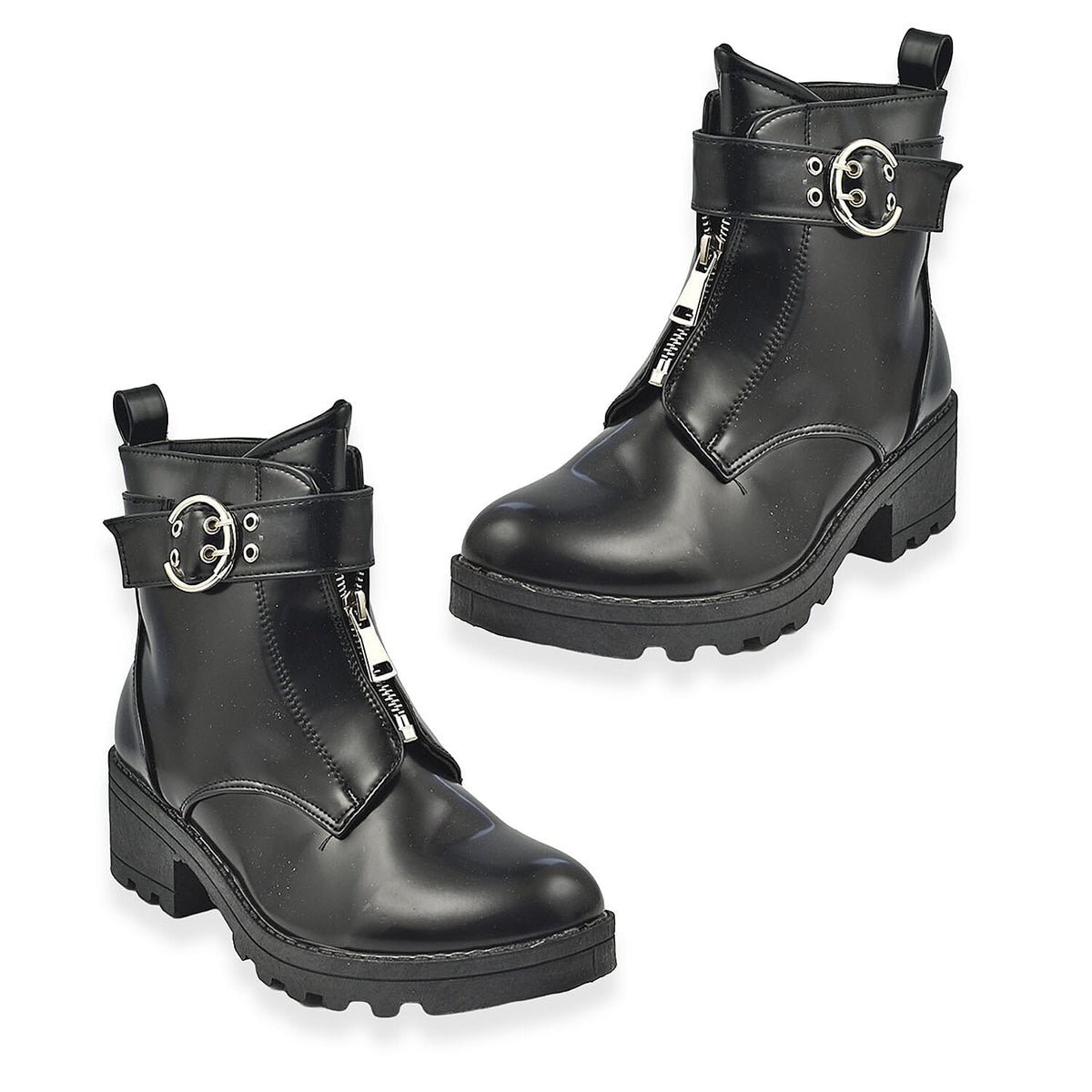Manchester Closeouts Buckle Seam Zip Boots - Black 9030748 2
