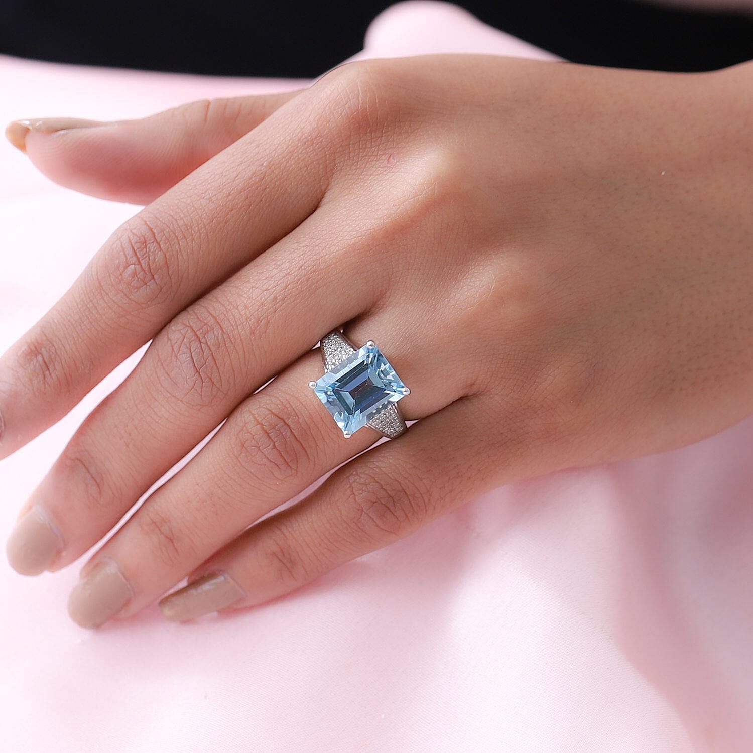 Marambaia Topaz and Natural Zircon Ring in Platinum Overlay Sterling Silver 7.93 Ct. 7199166 3