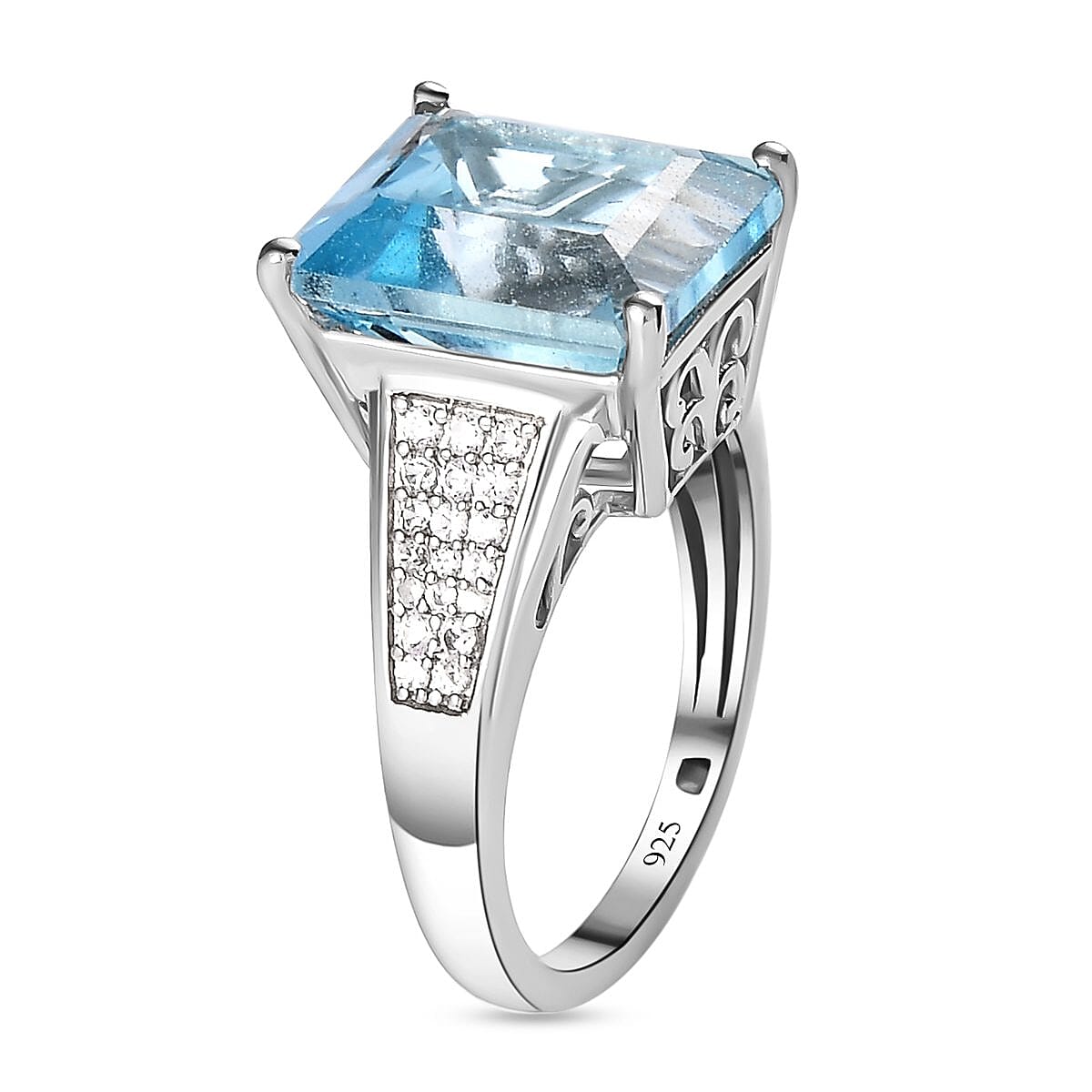Marambaia Topaz and Natural Zircon Ring in Platinum Overlay Sterling Silver 7.93 Ct. 7199166 4