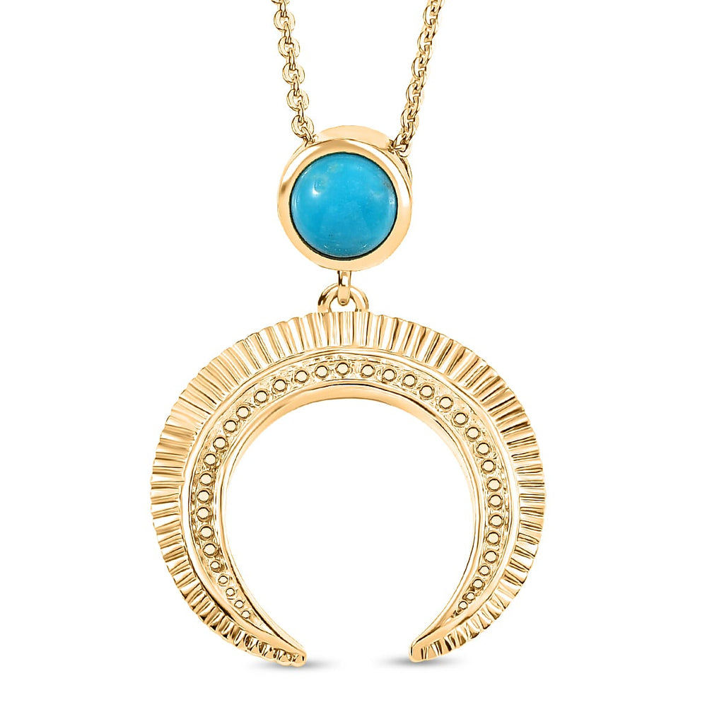 D'joy Sleeping Beauty Turquoise Pendant with Chain (Size 20) in Yellow Gold Plating Sterling Silver