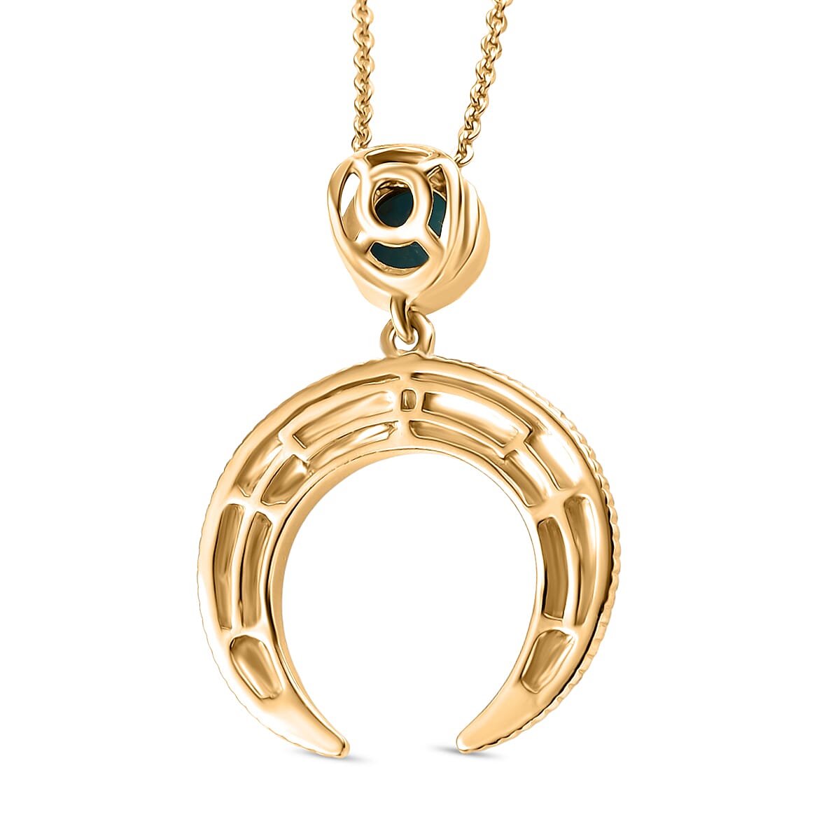 D'joy Sleeping Beauty Turquoise Crescent Moon Solitaire Pendant with Chain (Size 20) in Yellow Gold Plated Sterling Silver 0.51 4407765 5