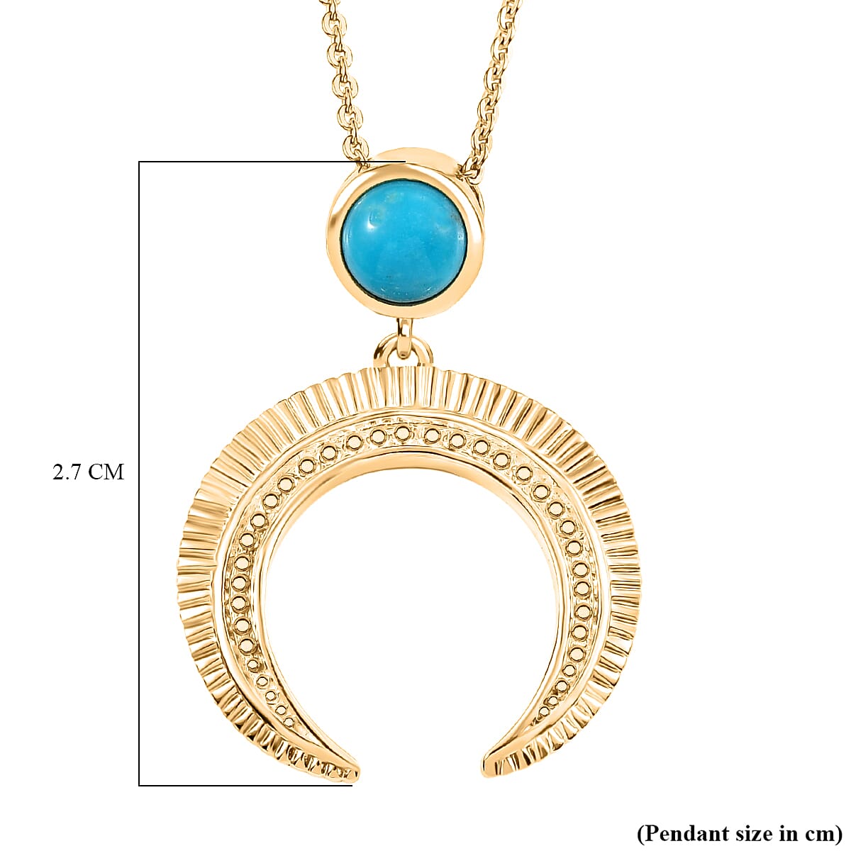 D'joy Sleeping Beauty Turquoise Crescent Moon Solitaire Pendant with Chain (Size 20) in Yellow Gold Plated Sterling Silver 0.51 4407765 6